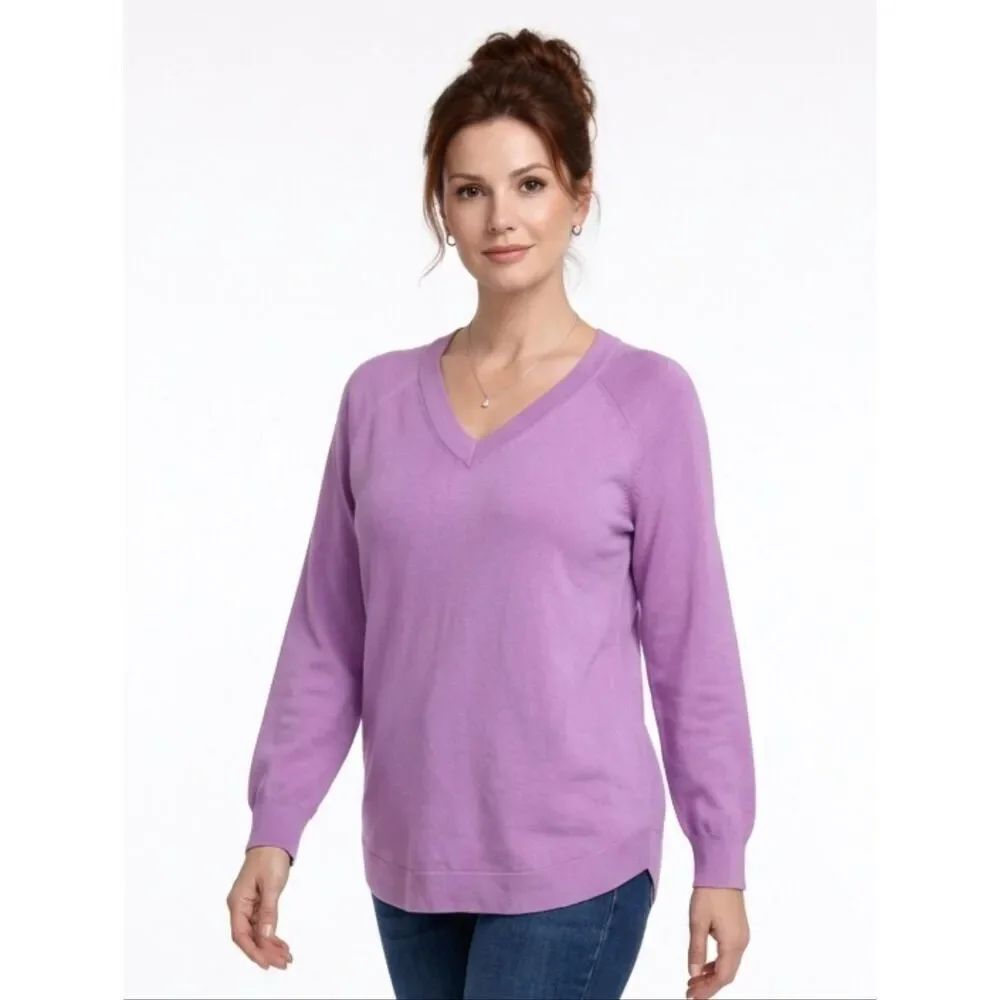 Lane Bryant Purple V-Neck  Curved Hem Sweater Size 18/20